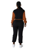 Fashion baseball suit set with spliced single breasted two-piece set