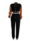 Fashion baseball suit set with spliced single breasted two-piece set