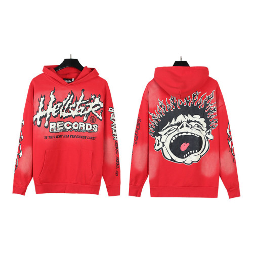 American Retro Hellstar Washed Distressed Loose Hoodie Sweatshirt