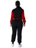 Fashion baseball suit set with spliced single breasted two-piece set