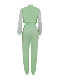 Fashion baseball suit set with spliced single breasted two-piece set