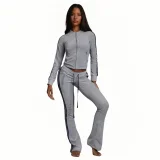 Fashion and casual solid color zipper two-piece set