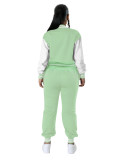 Fashion baseball suit set with spliced single breasted two-piece set