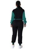 Fashion baseball suit set with spliced single breasted two-piece set
