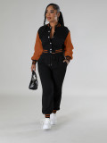 Fashion baseball suit set with spliced single breasted two-piece set