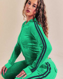 Fashion and casual solid color zipper two-piece set