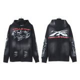 American Retro Hellstar Washed Distressed Loose Hoodie Sweatshirt