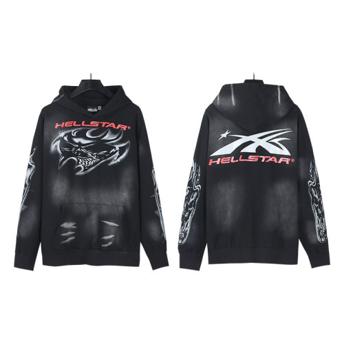 American Retro Hellstar Washed Distressed Loose Hoodie Sweatshirt