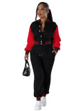 Fashion baseball suit set with spliced single breasted two-piece set