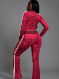 Fashion and casual solid color zipper two-piece set