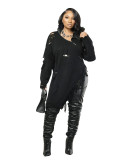 Autumn and Winter European and American Women's Half Zipper High Collar Pin Piercing Lazy Sweater