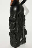 Zipper detachable multi bag leather pants