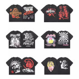 Streetwear Brands Printed Loose Pullover Short Sleeve Washed T-shirt