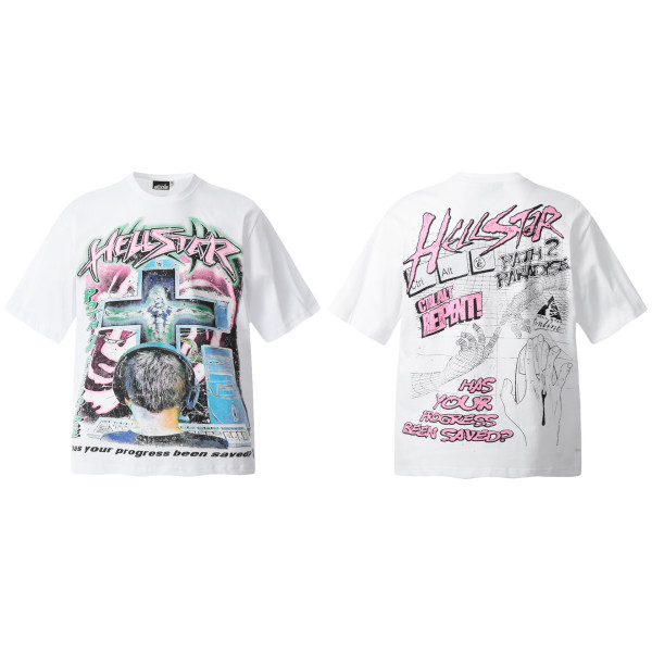 HELLSTAR Kanye Retro Cotton Printing Dyeing Short Sleeve Tee