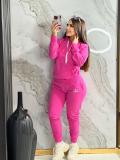 Cotton Blend Embroidered Letter Sweatshirt Pocket Sports Jogger Pants Set