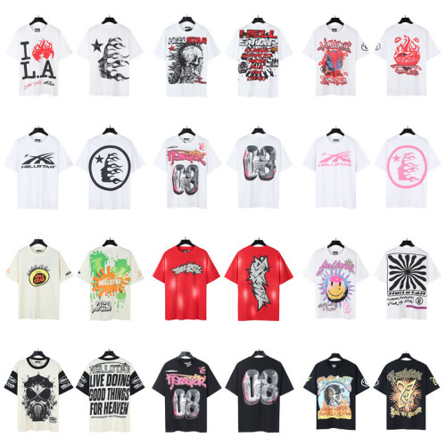 Hellstar Streetwear Brand Cotton Unisex Loose Short Sleeve Crew Neck T-shirts