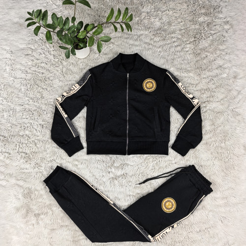 Autumn/Winter Embroidered Jacquard Long Sleeve Zipper Tracksuit Set