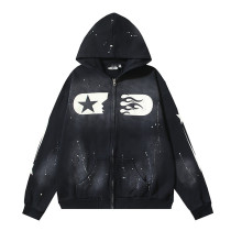 Hellstar Ink Splatter Washed Distressed Terry Unisex Hooded Sweatshirt Hellstar Ink Splatter Washed Distressed Terry Unisex Hooded Sweatshirt