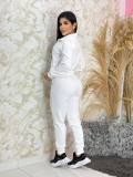 Casual Embossed Long Sleeve Zip-up Tracksuit Pant Set