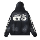 Hellstar Ink Splatter Washed Distressed Terry Unisex Hooded Sweatshirt