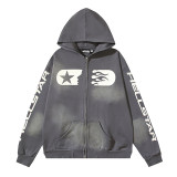 Hellstar Ink Splatter Washed Distressed Terry Unisex Hooded Sweatshirt