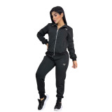 Casual Embossed Long Sleeve Zip-up Tracksuit Pant Set