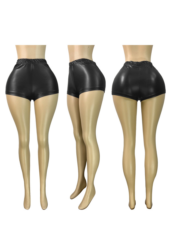 Sexy Elastic Leather Bodycon Hot Pants Shorts