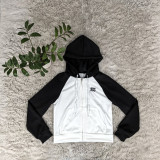 Elegant Embroidered Women's Raglan Zipper Hooded Sweatshirt