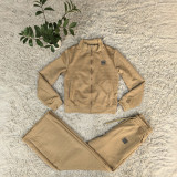 Autumn/Winter Embroidered Casual Embossed Long Sleeve Zipper Tracksuit