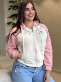 Elegant Embroidered Women's Raglan Zipper Hooded Sweatshirt