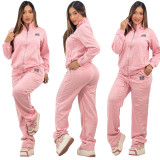 Autumn/Winter Embroidered Casual Embossed Long Sleeve Zipper Tracksuit