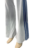German Velvet Zipper Drawstring Side Striped Micro Horn Pants Two Piece Set