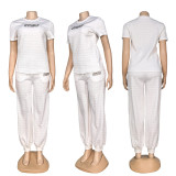 Casual Sports Gold Label Casual Jacquard Short Sleeve Trousers Set