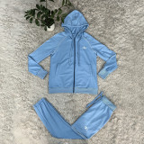 Casual Embroidered Letter Zipper Sports Sweatshirt  Jogger Pants Multi-Pocket