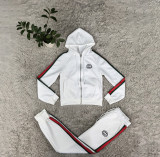 Fashion Jacquard Long Sleeve Embroidered Letter Hooded Zipper Set