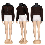 Autumn/Winter Letter Jacket Outerwear Warm Leather Suede Top