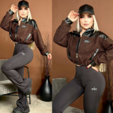 Autumn/Winter Letter Jacket Outerwear Warm Leather Suede Top