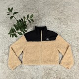 Autumn/Winter Jacket Outerwear Lettering Loose Fit Warm Fleece Top