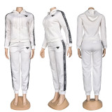 Autumn/Winter Casual Jacquard Long Sleeve Zipper Hoodie Tracksuit Pant Set
