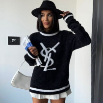 Classic Jacquard Long Sleeve Crew Neck Knit Sweater