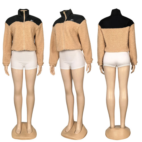 Autumn/Winter Jacket Outerwear Lettering Loose Fit Warm Fleece Top