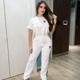 Fashion Embroidered Short Sleeve Jacquard Two-Piece Pants Set