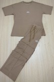 Spring/Summer Casual Embroidery Elegant Two-Piece Set with Wide Legs