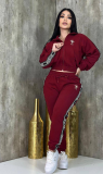 Trendy Embroidered Letter Zipper Jogger Sports Pants Sweatshirt with Pockets