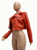Autumn/Winter New Arrival Zippered Multi-Pocket PU Leather Streetwear Multicolored Jacket