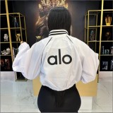 Casual Stand-up Collar Letter Print Baseball Jacket