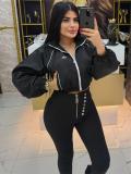 Casual Stand-up Collar Letter Print Baseball Jacket
