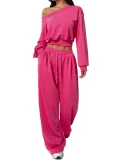 Slanted One-Shoulder Solid Color Autumn Ensemble Women's Autumn Ensemble