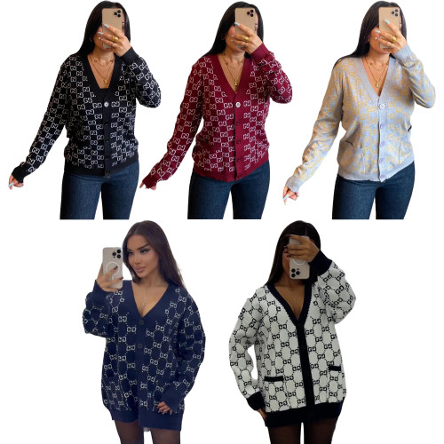 Women Simple Single-breasted Sweater