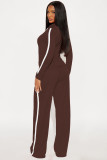 Fashion color blocking splicing hooded two-piece set